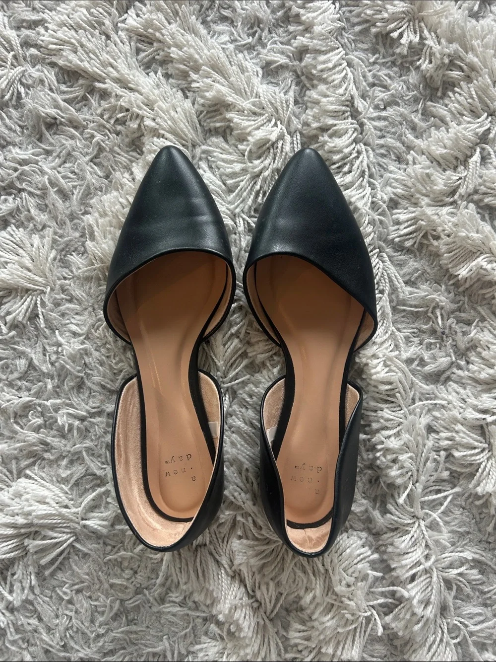 a new day Black Pointed D'Orsay Flats with Tan Insole - Picture 1 of 4
